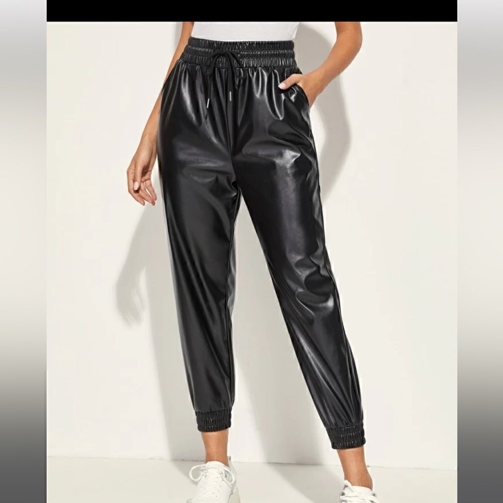 FAUX LEATHER JOGGERS